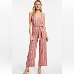 Lara Fashion medium blue striped boho pants romper